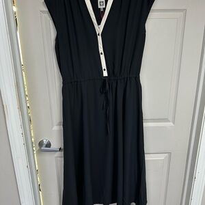 Anne Klein Black Midi Dress with Flutter Sleeves